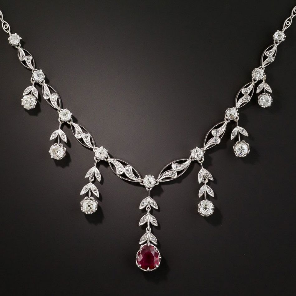 Picture of Antique Burma Ruby And Diamond Necklace