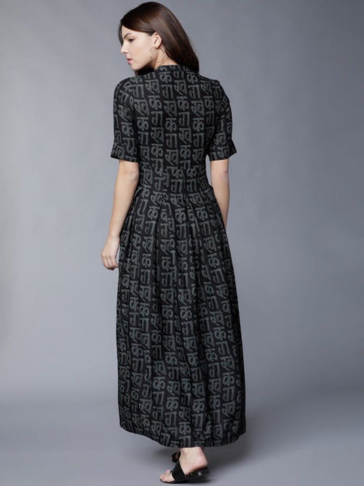 Picture of Women Black Printed Maxi Dress