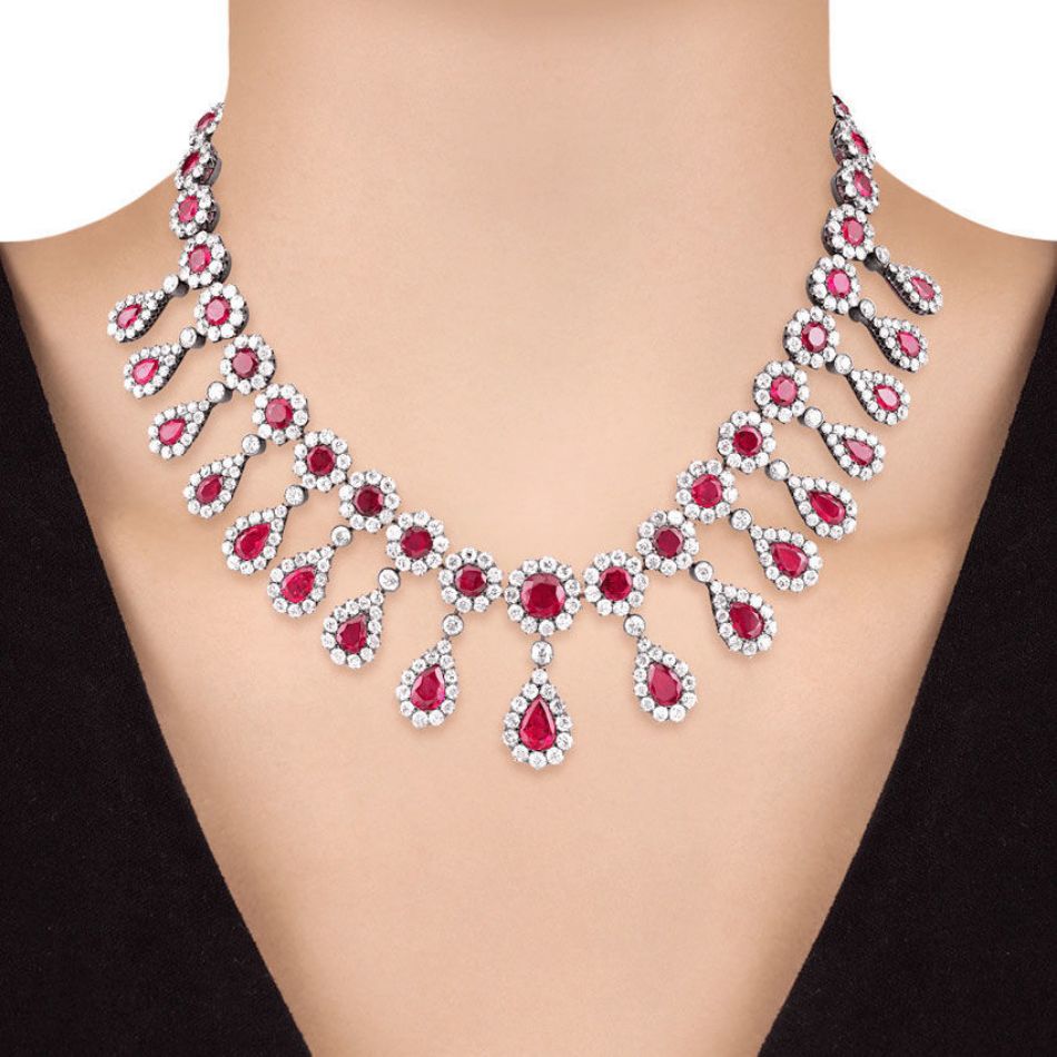 Picture of Antique Burma Ruby And Diamond Necklace
